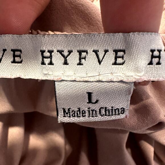 HYFVE Off Shoulder Smocked Blouse Size L Dusty Rose Peasant Boho Chic Brunch - Picture 3 of 6